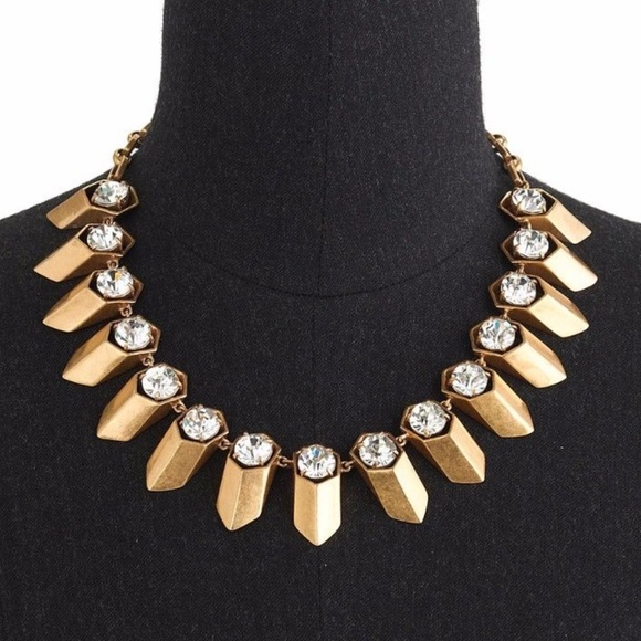 J. Crew Jewelry - RARE JCREW STATEMENT Brass Crystal PETAL Necklace